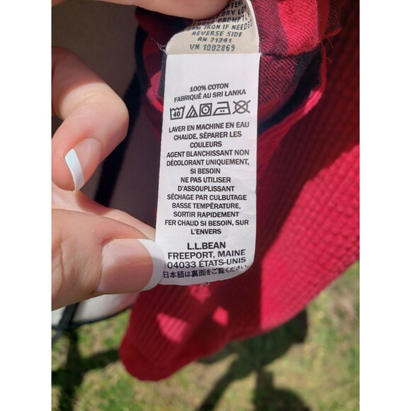 LL Bean Womens Red Corduroy Relaxed Tunic Button Up Flannel Lined Shaket Sz Sml - Picture 11 of 15